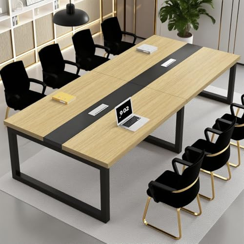 Mesa De Conferencias Grande - Mesa De Reuniones Para Oficina Con Tablero De Madera Maciza Y Caja De Cable, Escritorio Largo Para Sala De Juntas O Formación, Múltiples Colores (sillas No Incluidas)