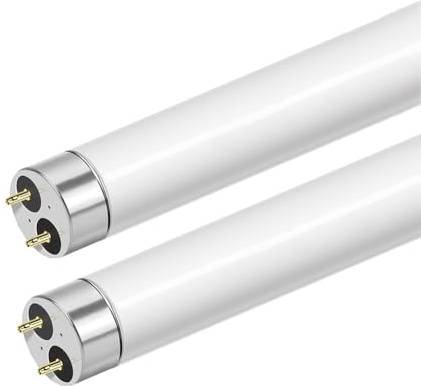 Tubi Fluorescenti T8 15W 450mm 2 Pezzi, Bianco Freddo 6500K, G13 Attacco, 1200LM, Luce a Basso Consumo Energetico, Luce Di Emergenza a Risparmio Energetico, per Cucina, Bagno, Armadio, Garage