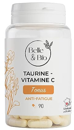 TONUS & VITALITÉ - Taurine & Vitamine C - 90 gélules - Cure Conseillée - Complément Alimentaire BELLE&BIO - Fabriqué en France