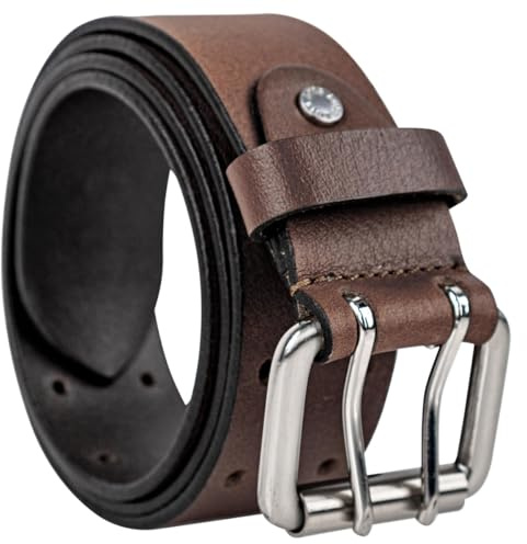 Lois - Cinturon Hombre - Cinturones Hombre de Piel Genuina con Hebilla Cinturon de Metal - Cinturón Hombre Ideal para Uso Diario - Cinturones Hombre Cuero, Marron