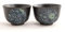 KIKUMON Teeschale 2er Set Porzellan hergestellt in Japan Ø 7,9 cm, H 5,5 cm Anthrazit Schwarz Blau