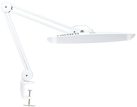 Neatfi XL 2.200 Lumen Lampada da Scrivania a LED, 4 Livelli di Luminosità, 6500K, 24W, 117 LED SMD, Dimmerabile, Luce per Compiti di Alta Qualità per Casa (Non-CCT con Morsetto, Bianco)