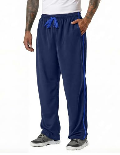 EKLENTSON Men's Tracksuit Bottoms Mesh Jogging Sweat Pants with Zipper Pockets Open Bottom Athletic Pants Loose Fit