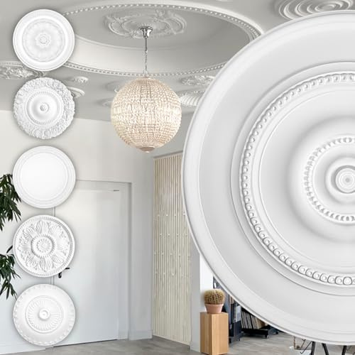 HEXIM Perfect stucco rosone - grande selezione di rosoni da soffitto in schiuma rigida PU, robusto, elemento decorativo (B3046 - Ø 762 mm) Bordo per lampadario medaglione decorazione interna