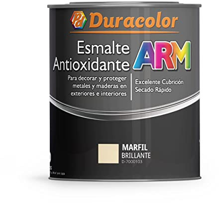 Esmalte Antioxidante ARM - Color Marfil - 4 Litros - Superficie Exterior e Interior - Acabado Brillante y de Rápido Secado - Excelente Dureza y Resistencia - Duracolor