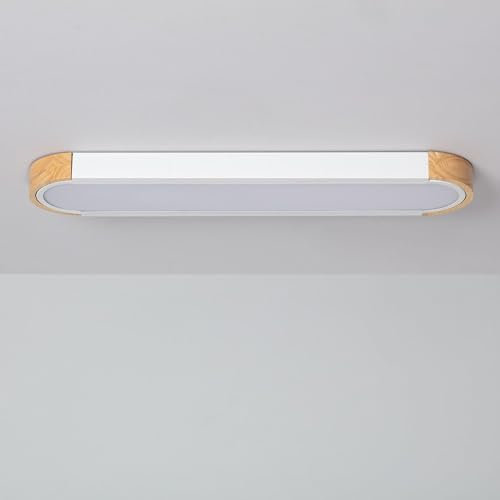 LEDKIA LIGHTING Plafón LED 18W Madera y Metal 140x650 mm CCT Seleccionable Dari Lang para Cocina, Comedor, Habitación Blanco
