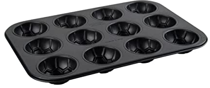 Zenker Fußballmuffin-Form für 12 Muffins – Hochwertiges Soccer Baking Muffinblech, 380 x 265 x 38 mm, Ideal für Fußballpartys und Events, Schwarz