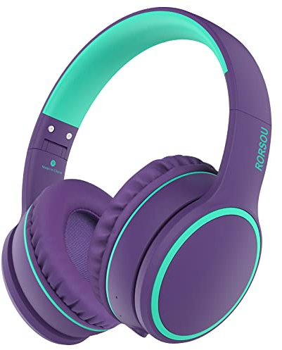 RORSOU B10 Auriculares Bluetooth Over Ear, 2 Modos de ecualización Musical y 50 Horas de reproducción, Auriculares inalámbricos con micrófono, Auriculares Ligeros Plegables en Color Púrpura