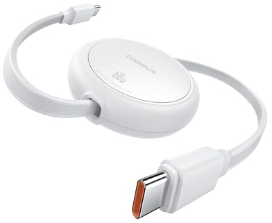 Baseus Câble USB C, 60 W PD 5 A QC 4.0, mini, de charge rapide, rétractable, USB C vers USB C, longueur préréglée à 4 niveaux, pour iPhone 15, Samsung, iPad, facile à ranger, portable