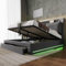 ModernLuxe King Size Bed Frame, Fashion Upholstered Ottoman Bed, 5ft Bed Frame with Storage Drawers, Recessed LED Light Strips on Both Sides, Hydraulic Bed with Slats, Dark Grey Velvet 150x200cm