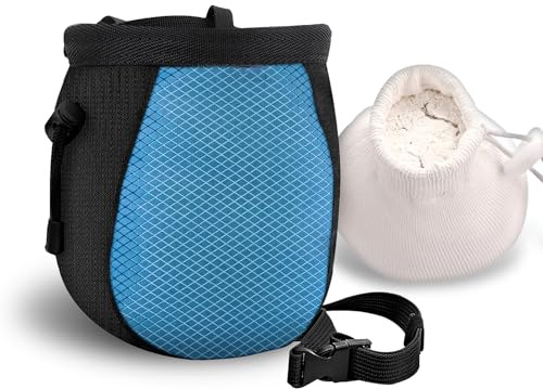 YERGOFE Climbing Chalk Bag for Rock Climbing - with Chalk Ball - Adjustable Black Chalk Bag Bouldering for Rock Climbing Equipment, Blue