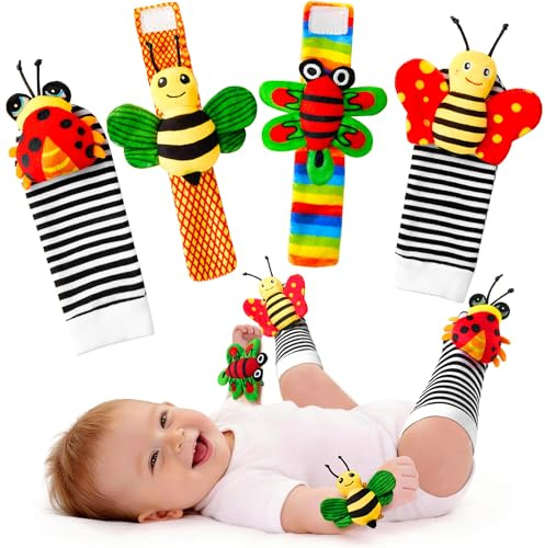 Baby Toys 0-6 Months: Baby Rattles 0-6 Months Infant Toys Baby Wrist Rattle Socks for 6-12 Month Baby Boy Girl Gifts Easter Basket Stuffers