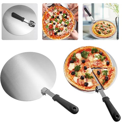 Pizzaschieber Pizza Spachtel Schieber Pizzaschaufel Pizzaspachtel Pizzawender Schaufel Zubehör Pizzaheber Pizzastahl Peel Rund, 25cm Edelstahl