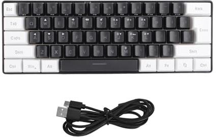 Mtlavishness E G61 Rgb Tangentbord Bakgrundsbelysning 61 tangenter Ergonomisk Mekanisk känsla Kabelanslutet speltangentbord För Office Business Vit (Svart)