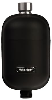 Hello Klean Shower Filter in Black - Filter Unwanted Metals, Chlorine & Impurities Found in Water - Improves Quality of Skin & Hair - Quick Easy Install for in-Line & Electric Shower