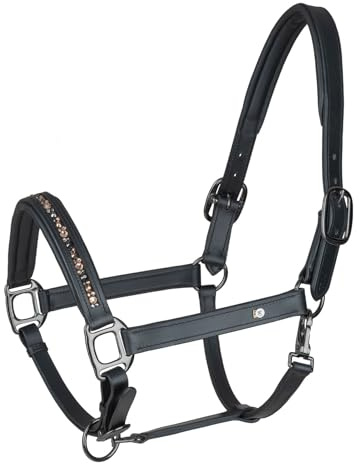 WALDHAUSEN Cabestro de cuero Crystal negro Pony
