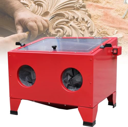vnmudzeo Commercial Sandblasting Cabinet Box Type,24 Gal Small Bench Top Jewelry Sand Blasting Machine,Observe The Working Conditions Without Blind Spots