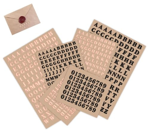 6 fogli in lega di metallo, adesivi con lettere in 2 colori, adesivi con numero di alfabeto autoadesivo, per scrapbooking, artigianato, decorazione, fai da te, 2 misure