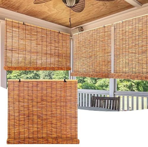 Natural Bamboo Roller Shades 50cm 60cm 70cm 90cm 100cm 120cm 150cm Wide, Light Filtering Reed Curtains, Hand Woven Bamboo Blinds, Sun Protection And Heat Insulation