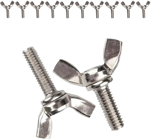 10pcs M4*10MM Butterfly Wing Bolts Stainless Steel Wing Nuts and Bolts Heavy Duty Hand Twist Tighten Fasteners Screws for DIY Tools