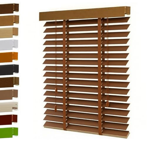 Holzjalousie Innen, Verdunkelung Sonnenschutz Holz Jalousie, Maßanfertigung 5cm Lamellen, 30cm 45cm 55cm 60cm 80cm 90cm 100cm 110cm 120cm 130cm 140cm 160cm(7066)