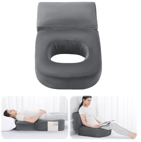 HOMBYS Extra Long BBL Pillow After Surgery for Sleeping & Sitting, Brazilian Butt Lift Pillow with Extended Back Support, BBL Chair with Hole, Mixed Filling (High-Density Foam + Soft Shredded Fill)