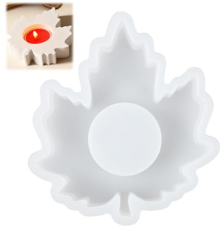 Moule en silicone en forme de feuille d'érable - Moule en silicone pour bougeoirs et décoration d'automne - Moules en silicone pour verser des feuilles - Idéal pour les travaux manuels d'automne
