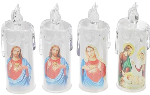 SEWACC 1 juego de lámparas LED eléctricas para velas de simulación, decoración de velas de iglesia cristiana (estilo aleatorio)