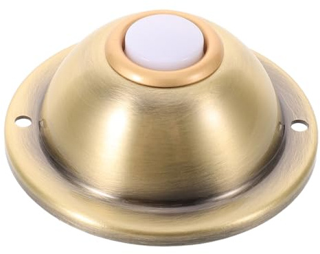 HOMOCONO Pulsador de Timbre Cable Estilo Vintage Dorado, Botón Metálico Redondo para Puerta, Placa para Timbre Decorativo en Ambientes Residenciales y Comerciales