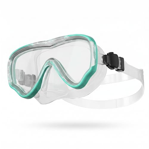 Mepham Lunettes de plongée pour Enfants, Lunettes de Natation et Masque de Snorkeling, Bandeau Silicone Liquide réglable, sans BPA, Anti-buée étanche, adapté aux Petits Visages Enfants et Adolescents
