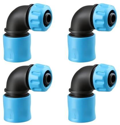 4 connettori rapidi per tubo da giardino, raccordi per acqua in ABS a gomito a 90 gradi, adatti per l ' irrigazione, lavaggio veicoli, uso esterno, connettore per tubo da giardino a tenuta stagna