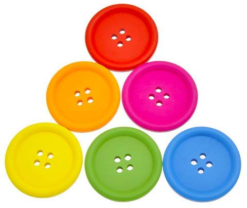 15 Stück edle Holzknöpfe Bastelknöpfe bunt 40mm 4-Loch rund Bunter farblicher Mix Knöpfe aus Holz DIY Rot Grün Gelb Blau orange pink zum annähen, nähen basteln