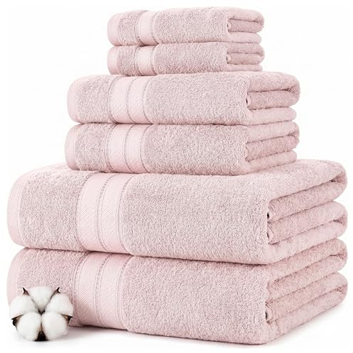 Modern Threads Spun Loft Ensemble de 6 pièces 100% Coton peigné – Serviettes de Bain, essuie-Mains et débarbouillettes Super absorbantes et à séchage Rapide – 600 g/m² – Doux et Pelucheux, 68,6 x