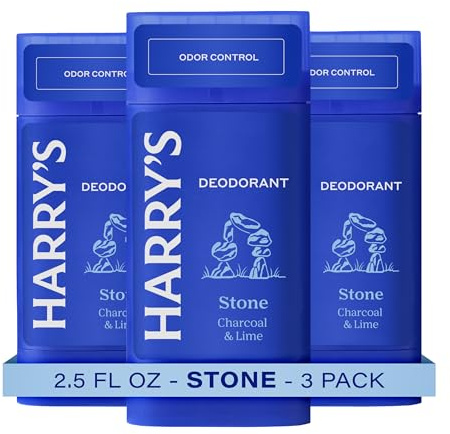 Harry's Aluminum-Free Deodorant for Men - Stone - (3 Pack) 2.5 oz - 48-Hour Odor Control - PACKAGING MAY VARY
