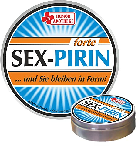 Pfefferminz Bonbon Metalldose - Sexpirin, und Sie bleiben in Form - Soforthilfe | Humorapotheke Spaßmedizin Humormedizin | Pfefferminzdragees | Dose Blechdose Pillendose
