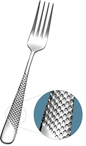 Xideman® Premium 6-delad middagsgafflar med hamrad, 19 cm gafflar i 18/10 rostfritt stål för hem, kök eller restaurang, spegelpolerad och tål maskindisk (silver)
