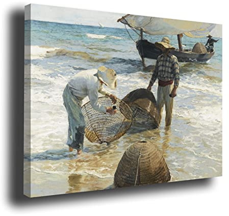 Genérico Cuadro Lienzo Canvas Los Pescadores Valencianos Joaquin Sorolla 1896 – Lienzo con Bastidor 3cm - Alta resolución (80_x_60_cm)