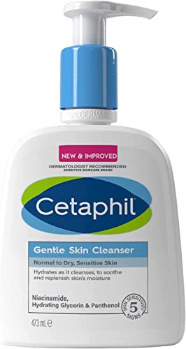 Cetaphil Gentle Skin Cleanser 473ml, seifenfreie Körper- & Gesichtswäsche für Frauen & Männer, spendet Feuchtigkeit mit Niacinamid, vegan freundlich