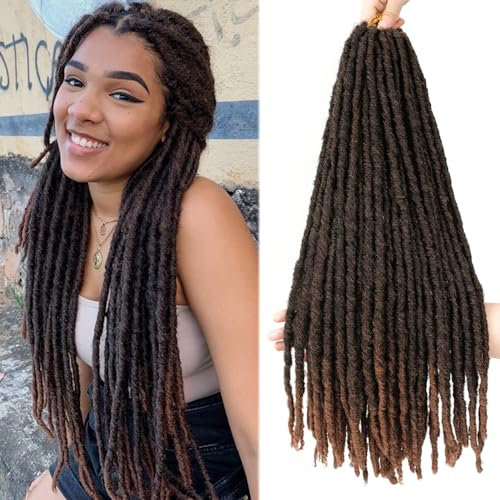 SOKU Longue Ligne Droite Faux Locs Crochet Cheveux 5 Packs/lot Dreadlocks 45cm Doux Ombre Brun Crochet Locs Tressage Extensions De Cheveu Dreadlocks Synthétiques