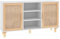 vidaXL Sideboard Schrank Anrichte Beistellschrank Kommode Mehrzweckschrank Standschrank Weiß 105x30x60cm Massivholz Kiefer Natur-Rattan