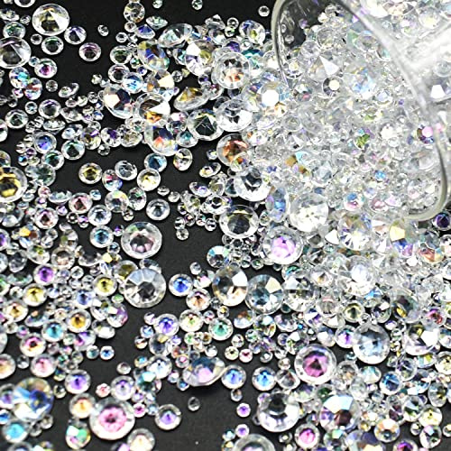 LEEWYOU 4000 Pezzi Cristalli di Diamante Acrilico,Cristalli Trasparenti da 3mm/6mm/10mm per vasi da Tavolo, centrotavola e Decorazioni Nuziali (Diamanti di Colore AB)