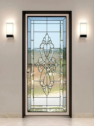 artfanke 3D Door Sticker Peel and Stick 33.5x84.6 - Stained Glass Door Murals Wallpaper (not Transparent)-Self-Adhesive Wall Decals for Bedroom Decor (2 Sheets/Set)