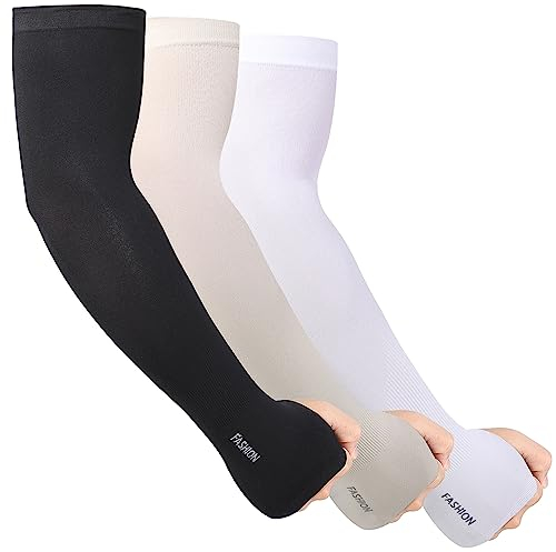 3 Pares Mangas para Brazos, Manguitos Ciclismo de Compresión Hombres Mujeres, Mangas de Protección Solar Elástica Transpirable para Actividades al Aire Libre, Cubrir Tatuaje