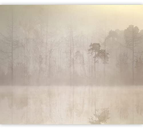 murando Fototapete Premium-Vlies Wald 500x350cm Foto Tapete Schlafzimmer Wohnzimmer Moderne Vliestapete XXL Wandtapete Motivtapeten Bildtapete 3d Effekt Wand Dekoration Bäume Natur Nebel wie gemalt