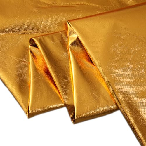 Wambere 100 cm × 150 cm Tissu décoratif pour costume, robe, rideau, mariage, couture, patchwork, vendu au mètre, tissus pour spectacles sur scène, tissu de fond pour costumes de scène, doré