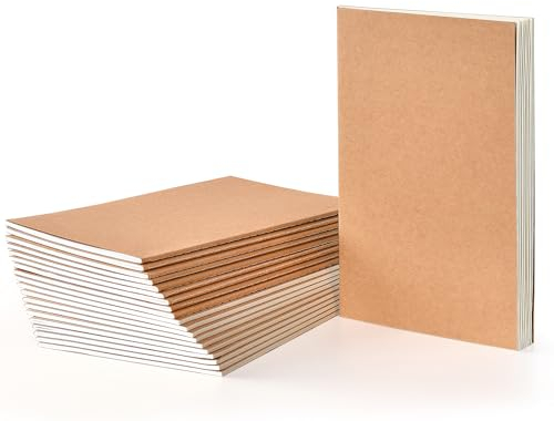 VEESUN Notizbuch A5 Blanko Seiten: 20er Pack Notizblock Skizzenbuch Kraft Cover Notizheft für Kinder und Erwachsene Tagebuch für Schule Büro Reisen Zeichnen Back to School Geschenk