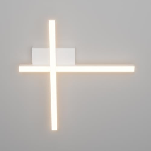 Klighten Plafón Led Techo Led 16W 1400 Lumen, Lámpara de Techo 2 Barra, Luz de Techo Moderna para Dormitorio Pasillo Salón Cocina, 56 cm, Blanco Cálido 3000K, Blanco