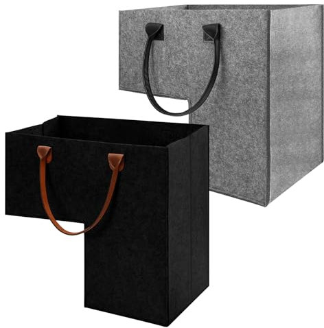 Sprießen 2 Pezzi Cesto Per Gradini Per Scale,Organizer Per Scale a Forma Di L,Con Manici In Similpelle,Cestino Portaoggetti Per Scale Cesto,Cesto per Scale,Per Bucato, Giocattoli,Articoli Per La Casa