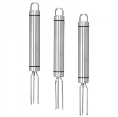 3 Potato Fork, 18,3 x 1,9 cm Riutilizzabile Forchetta per Frutta e Verdura, Forchettone Barbecue Acciaio Inox, Forchetta di Mais, Argento
