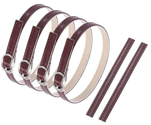 sourcing map Correa de tobillo de repuesto para tacones, correa desmontable de piel sintética para zapatos, Cuero rojo vino, 0.8cm